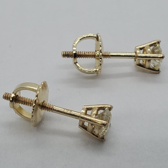 14kt SOLID YG - Diamond 0.40ctw Screwback … - Picture 6 of 6